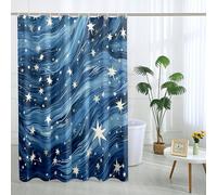 Shower Curtain Star Striped Round bot Modern Abstract Hand Drawn Farmhouse Cute Black Polyester Waterproof Perfect Small Short Bathroom Outside Outdoor Dorm Decorative Shower Curtain Star 62x72inch