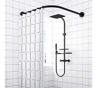 Shower Curtain Tension Rod for Bathtubs Corner Curved Shower Curtain Rod L Shaped Adjustable Stainless Steel Shower Curtain Rod(70-95cmx90-130cm)