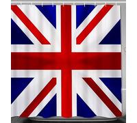Shower Curtain,Union Jack Flag UK,Cloth Fabric Bathroom Decor Set with Plastic Hooks 72Wx79H inch