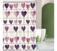 Shower Curtain, Washable Polyester Bathroom Curtains, Waterproof Shower Curtain 300x200cm, Quick Dry Bath Curtains with 12 x Hooks, Weighted Hem, Love Purple Pattern, for Bathtub and Bathroom V-8
