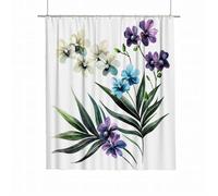 Shower Curtain White Extra Long Shower Curtain 180x200 Weighted Bathroom Curtains Floral Waterproof Polyester Fabric Bath Curtains with 12 Hooks Quick Dry Washable for Wet Room Bathtub Home Decor I-19