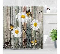 Shower Curtain, White Flower Butterfly 3D Printing Bathroom Curtains, Quick-Drying, Washable Curtains with 12 Hooks, For Bath Tub and Shower Stall,bathroom decor anti mould shower curtain,120x180cm
