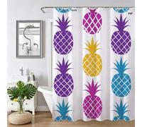 Shower Curtain White Pineapple Shower Curtains for Bathroom with 12 Hooks | Quick-Drying | Washable Weighted Hem, Resistant Waterproof Polyester Fabric Bath Curtain for Wet Rooms, 150x180cm Z-201