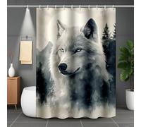 Shower Curtain White Shower Curtains Wolf Bathroom Curtains with 12 Hooks, Waterproof Polyester Bath Curtain Quick-Drying Washable for Bathroom Decor, Home Accessories, Gifts 100 x 180 cm -lsy25075U