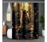 Shower Curtain Yellow Shower Curtains Bear Bathroom Curtains with 12 Hooks, Waterproof Polyester Bath Curtain Quick-Drying Washable for Bathroom Decor, Home Accessories, Gifts 160 x 200 cm -lsy2507CO