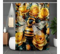 Shower Curtain Yellow Shower Curtains Bee Bathroom Curtains with 12 Hooks, Waterproof Polyester Bath Curtain Quick-Drying Washable for Bathroom Decor, Home Accessories, Gifts 40x72inch -lsy2507G9