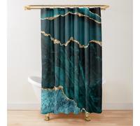 Shower Curtains Amazing Blue and Teal Faux Malachite Marble for Bathroom Decor 72x72 inches