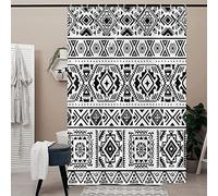 Shower Curtains Bathroom Boho 120x180,Black and White FarmGeometric Tribal Bohemain with Hooks watertight Polyester Fabric Washable for Wet Room