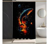 Shower Curtains Black Shower Curtain Whale Bathroom Curtains with 12 Hooks, HD Printing Waterproof Bath Curtain Quick-Drying Washable for Wet Room, Bathroom Decor, Bath Tub 100 x 180 cm -zpg25073R1