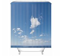 Shower Curtains Blue, Corner Shower Curtains Polyester White Clouds Curtain for Hotel Outside 150X180cm