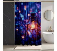 Shower Curtains Blue Shower Curtain Butterfly Bathroom Curtains with 12 Hooks, HD Printing Waterproof Bath Curtain Quick-Drying Washable for Wet Room, Bathroom Decor, Bath Tub 140 x 200 cm -zpg25073HG