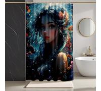 Shower Curtains Blue Shower Curtain Mermaid Bathroom Curtains with 12 Hooks, HD Printing Waterproof Bath Curtain Quick-Drying Washable for Wet Room, Bathroom Decor, Bath Tub 100 x 180 cm -zpg2507314