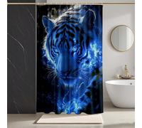 Shower Curtains Blue Shower Curtain Tiger Bathroom Curtains with 12 Hooks, HD Printing Waterproof Bath Curtain Quick-Drying Washable for Wet Room, Bathroom Decor, Bath Tub 200x240cm -zpg250736Y