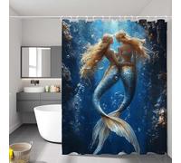 Shower Curtains for Bathroom, Mermaid Extra Long Shower Curtain for Bathroom Decor, Waterproof Polyester Bathtub Curtains, Quick-Drying Curtain for Wet Room, Landscape, 150 x 180 cm (60" x 71"） D-505
