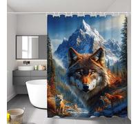 Shower Curtains for Bathroom, Wolf Long Shower Curtain for Bathroom Decor, Waterproof Polyester Fabric Bathtub Curtains, Quick-Drying Curtain for Wet Room, Animal, 180 x 200 cm (71" x 80"） D-2297