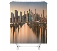 Shower Curtains for Throom Extra Long, Shower Curtain 90 X 180 Polyester Buildings Waterproof Corner Shower Curtain 35X71In Orange