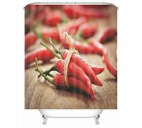 Shower Curtains for Throom Long, Throom Shower Curtain Liner Polyester Small Pepper Curtain for Hotel Outside 165X200cm Red