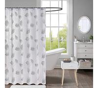 Shower Curtains - Mould Proof and Mildew Resistant Waterproof PEVA Polyester Bathroom Curtains with 12 Hooks (71x71inch,180x180cm) - Spring Leaf Silver