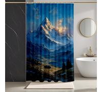 Shower Curtains White Shower Curtain Mountain Bathroom Curtains with 12 Hooks, HD Printing Waterproof Bath Curtain Quick-Drying Washable for Wet Room, Bathroom Decor, Bath Tub 140 x 200 cm -zpg2507323