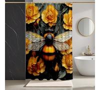 Shower Curtains Yellow Shower Curtain Bee Bathroom Curtains with 12 Hooks, HD Printing Waterproof Bath Curtain Quick-Drying Washable for Wet Room, Bathroom Decor, Bath Tub 100 * 180cm -zpg25073JJ