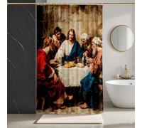 Shower Curtains Yellow Shower Curtain The Last Supper Bathroom Curtains with 12 Hooks, HD Printing Waterproof Bath Curtain Quick-Drying Washable for Bathroom Decor, Bath Tub 80x200cm -zpg250735J