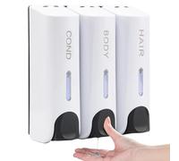 Shower Dispenser for Shampoo, Conditioner, and Body Wash - 350ml Wall Mounted Press Dispenser, No Drill, 3 Pack