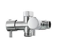 Shower Diverter Brass Dual Shut-Off Valve G1/2 3-Way Shower Diverter for Head Bathtub Faucet 2 Handles Shower(Chrome T-Valve)