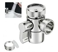 Shower Diverter Valve 3 Way Shower Adapter for Bath Taps M22 x M24 Sink Tap Splitter Chrome Faucet Adapter Baths Tap Hose Attachment for Bathroom Bathtub Kitchen Dishwashers Faucets