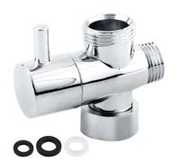 Shower Diverter Valve, G3/4", G1/2" Male Outlet Adapter and G3/4" Female Inlet 3-Way Solid Shower Splitter Tap Diverter with Black Rubber Washer