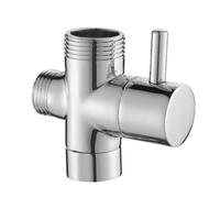 Shower Diverter Valve,Lower Inlet G3/4" to Outlet G1/2" & G3/4" BSP T-Type Adapter Diverter,3-Way Solid Brass Shower Splitter for Hand Held Showerhead,Fixed Spray Head,Handheld Toilet Nozzles