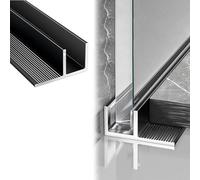 Shower Door F Channel 1 2 3 4 5 6 M, Black Aluminum Profile Shower Door Slot, Frameless Glass Partition Deep Channel for Kitchen/Restroom/Hotel(Fit 12mm(1/2") Glass,6m/19.7')