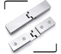 Shower Door Hinge,Pivot Hinge, 2 Pack 304 Stainless Steel Glass Door Hinges, Bright Silver Long Bar 180° One Way Bathroom Glass Clip, 8-12mm Swing Door Shower Hinges