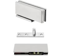 Shower Door Hinges， 1 Set Glass Door Hinges Hydraulic Buffer Pivot Hinges Brushed Stainless Steel Glass Clamps Bathroom Clamps Shower Door Fittings for 10-12mm toughened Glass(Brushed Silver)