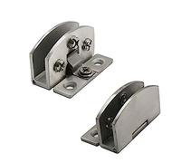 Shower Door Hinges, 2pcs Glass Door Hinges Zinc Alloy Bathroom Clamp No Need to Drill Heavy Duty Hinge Clips Wine Cabinet Glass Door Shower Room Glass Hinge(Silver,S)