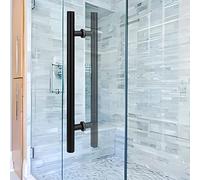 Shower Door Pull Handle Rome,Black Double Side Barn Door/Push Pull Gate Hardware Stainless Steel,Flush Door Round Grab Bar for Internal External Shed Pantry