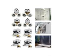 Shower Door Roller Replacement in Silver, 23mm Wheel for Glass Doors, 4 Pack Top and Bottom Rollers Compatible with 12-14mm Aperture 4-6mm Thickness ABS + Zinc