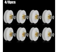 Shower Door Rollers, 22mm Grooved Nylon and Brass Replacement Wheels for 3-6mm Glass Doors, 4-Pack or 8-Pack