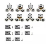 Shower Door Rollers 4/8Pcs Shower Screen Door Rollers Zinc Alloy Runners Wheels Twin Top Replacement Wheel Runner Pulleys for 12-14mm(8pcs)