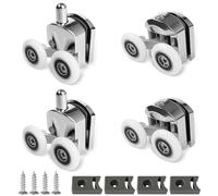 Shower Door Rollers 4 Pcs Upgraded Zinc Alloy Shower Door Wheels 23mm Curved Shower Door Rollers with Anti-Collision Block and Screws Smooth Operation for Curved Doors for Bathroom Glass Doors