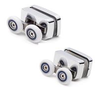Shower Door Rollers Double Runners, Wheels Diameter 23mm, Chrome Plated Plastic Cover, Shower Door Replacement Parts (1 x Top and 1 x Bottom Rollers) 2 x F23