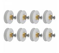 Shower Door Rollers Replacement Set 4 Pieces or 8 Pieces 22mm Grooved Wheels for 3mm to 6mm Thickness Glass Doors Nylon Brass (8pcs)