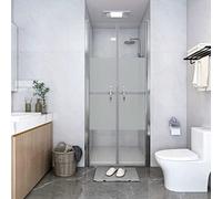 Shower Door Semi-Matt ESG Safety Glass 86 x 190 cm Adjustable Aluminium Frame with Handle Shower Enclosure Recess Barrier-Free Ground Level Assembly Includes Mounting Material