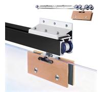 Shower Door Sliding Hardware System, Soft Close Glass Pocket Door Track Wall Mount, Frameless Sliding Aluminum Rail for Interior/Exterior Doors(Black,1.4m/4.6ft)