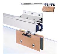 Shower Door Sliding Hardware System, Soft Close Glass Pocket Door Track Wall Mount, Frameless Sliding Aluminum Rail for Interior/Exterior Doors(Silver-White,1.8m/5.9ft)