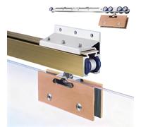 Shower Door Sliding Hardware System, Soft Close Glass Pocket Door Track Wall Mount, Frameless Sliding Aluminum Rail for Interior/Exterior Doors(Champagne,2.6m/8.5ft)