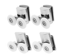 Shower Door Twin Rollers for Curved Doors Zinc Alloy Runners Wheels Bathroom Replacement Parts, Curved Shower Door Rollers of 2 Top & 2 Bottom (4)