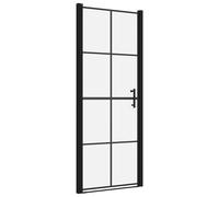 Shower Doors Screen Bathroom Washroom Accessory Tempered Glass Black vidaXL