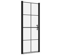 vidaXL Shower Door Tempered Glass Black Bathroom Washroom Accessory Screen