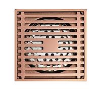Shower Drain, 4 Inch Copper Square Shower Drain with T-Type Copper Core, Shower Waste Drain with Removable Cover,Bronze (Rose Gold)