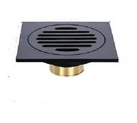Shower Drain Black Brass European-style Deodorant Floor Drain, Grids Large Displacement Invisible Bathroom Washing Machine Waste(A)